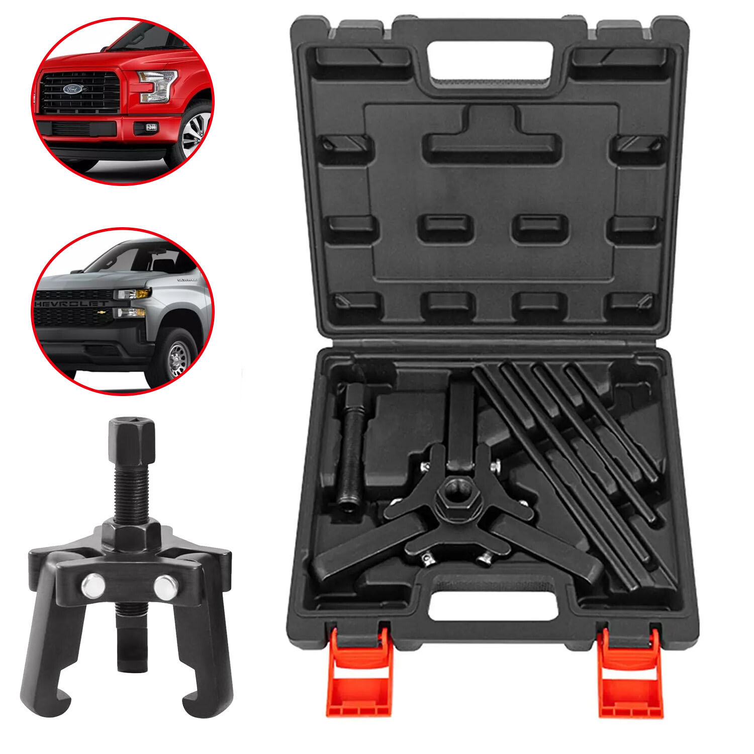 Harmonic Damper Pulley Puller 6-Piece Set for Chrysler GM Mitsubishi Vehicle