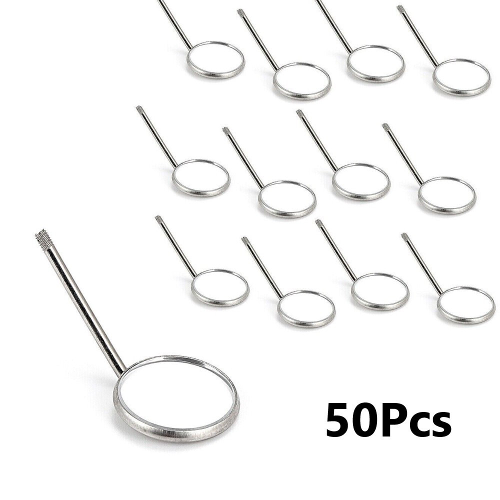 50 Pcs Dental Orthodontic Stainless Steel Mouth Mirrors 4# Plain Size Mirror