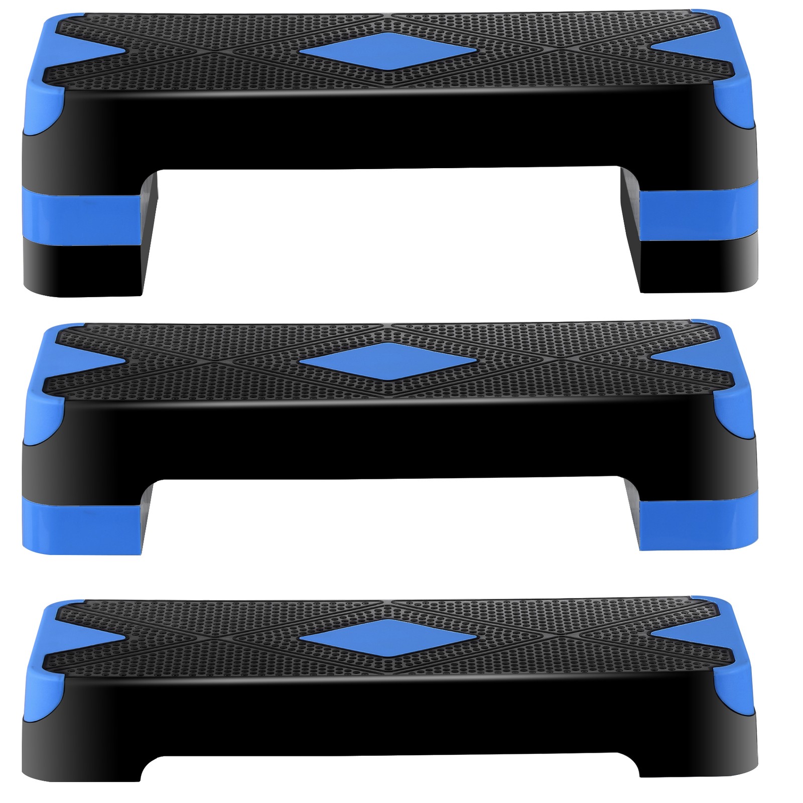 Aerobic Step Platform Exercise Step Adjustable Height 4"-6''-8' w/4 Risers Blue