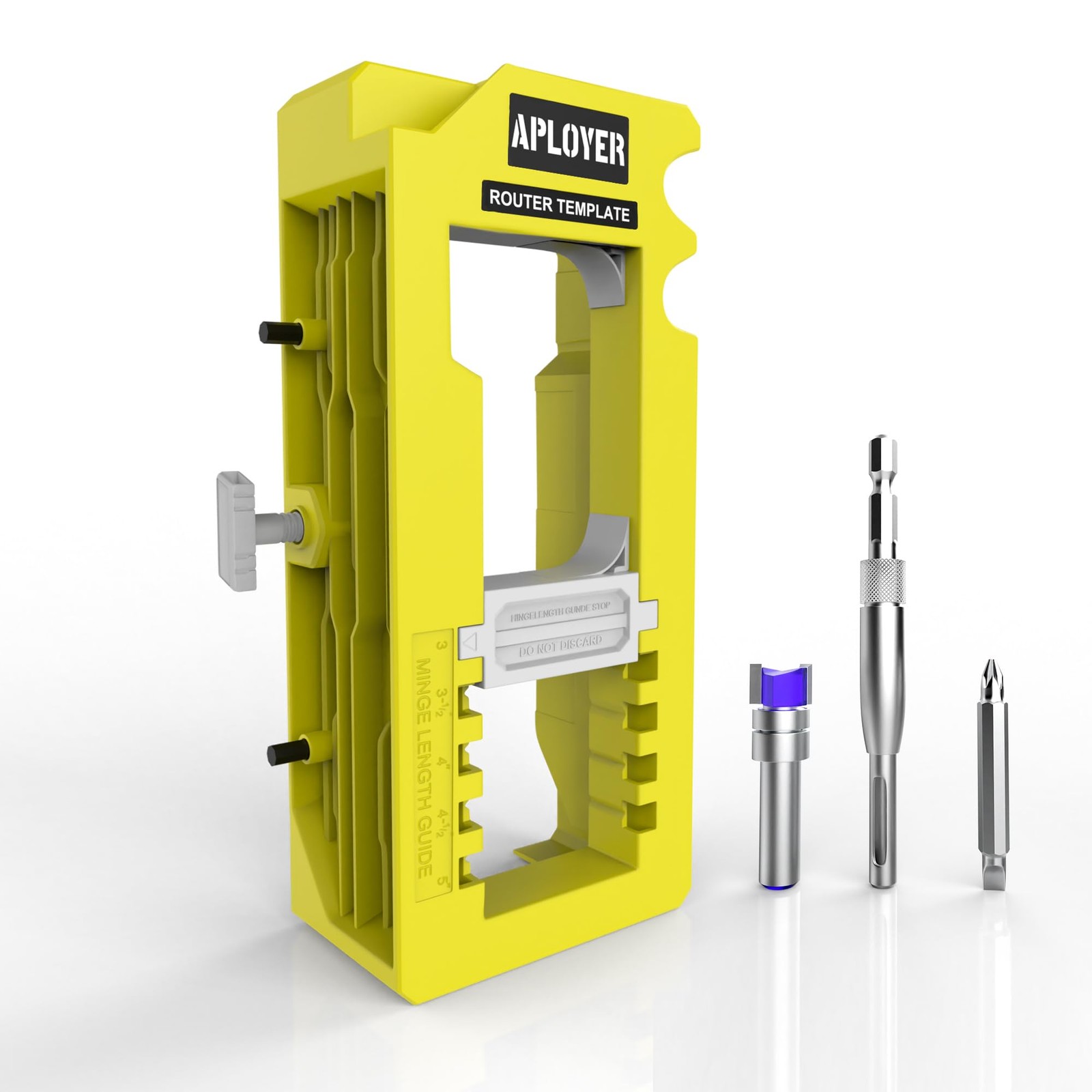 Door Hinge Jig, Router Template, Adjustable Mortise Yellow