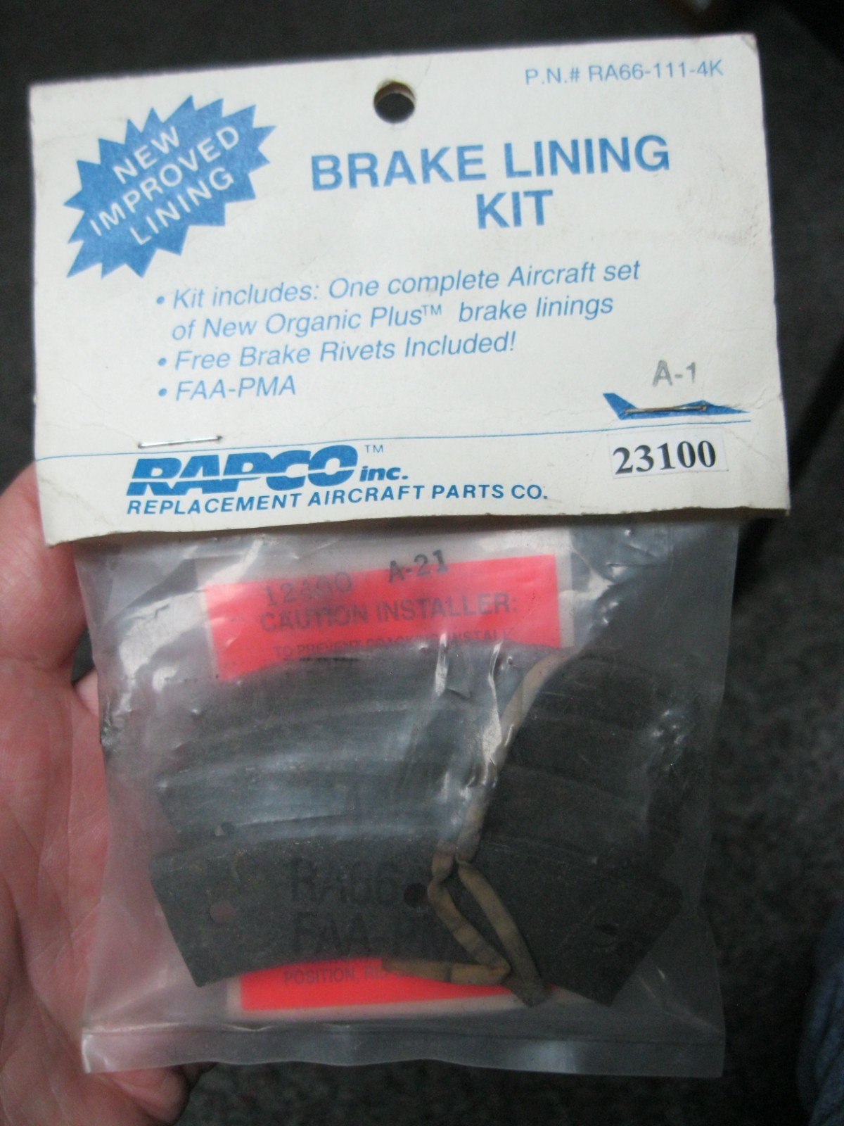 NEW OLD STOCK RA66-111-4K  RAPCO RA66-111 4 Pack Brake Lining Kit 23100