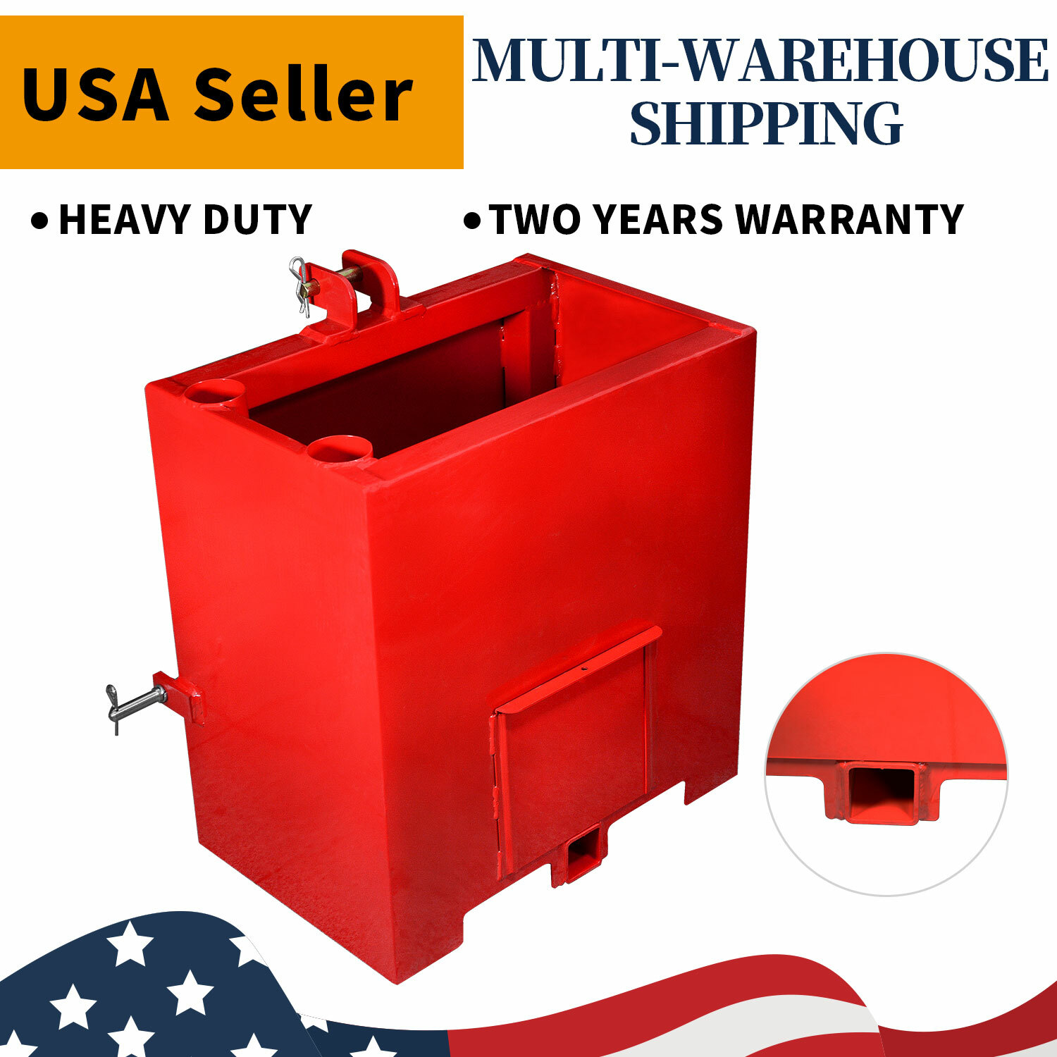 Ballast Box 3 Point Category 1 Tractor Loader 2" Hitches Quick Tach Attachment