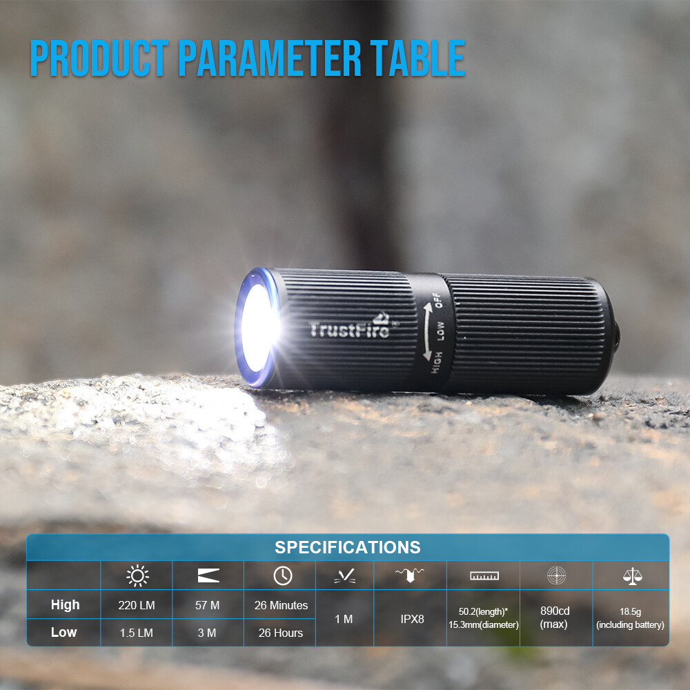 TrustFire Mini2s Keyring Mini Rechargeable LED Flashlight Torch Waterproof US