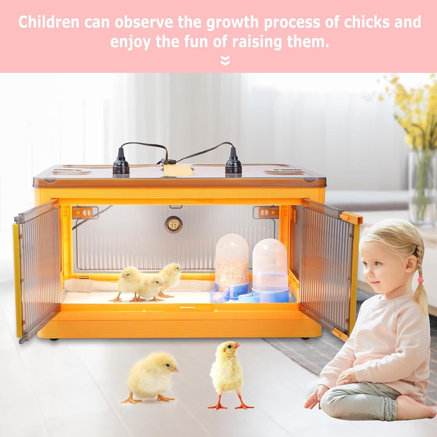 Chick Brooder Box for Chicks, Quail Brooder Box Kit with Heater Feeder