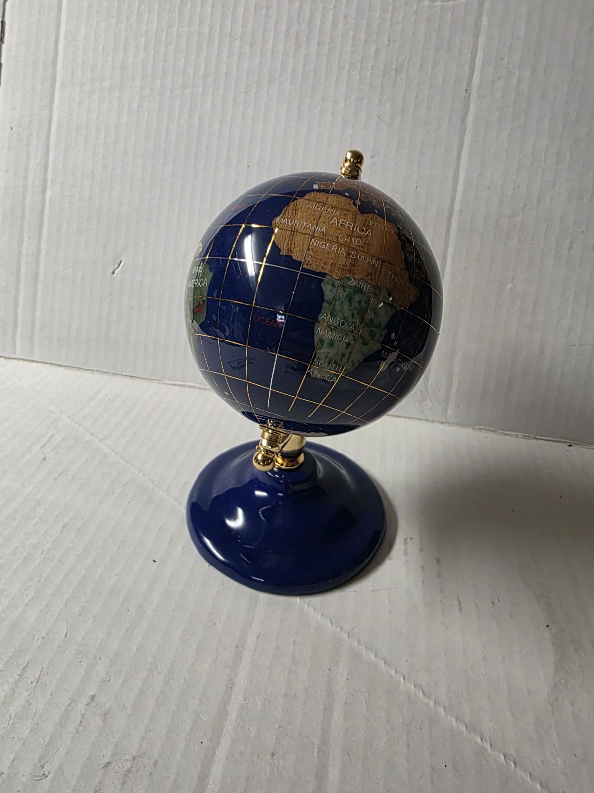 * Blue Lapis World Globe on Stand, 6" globe