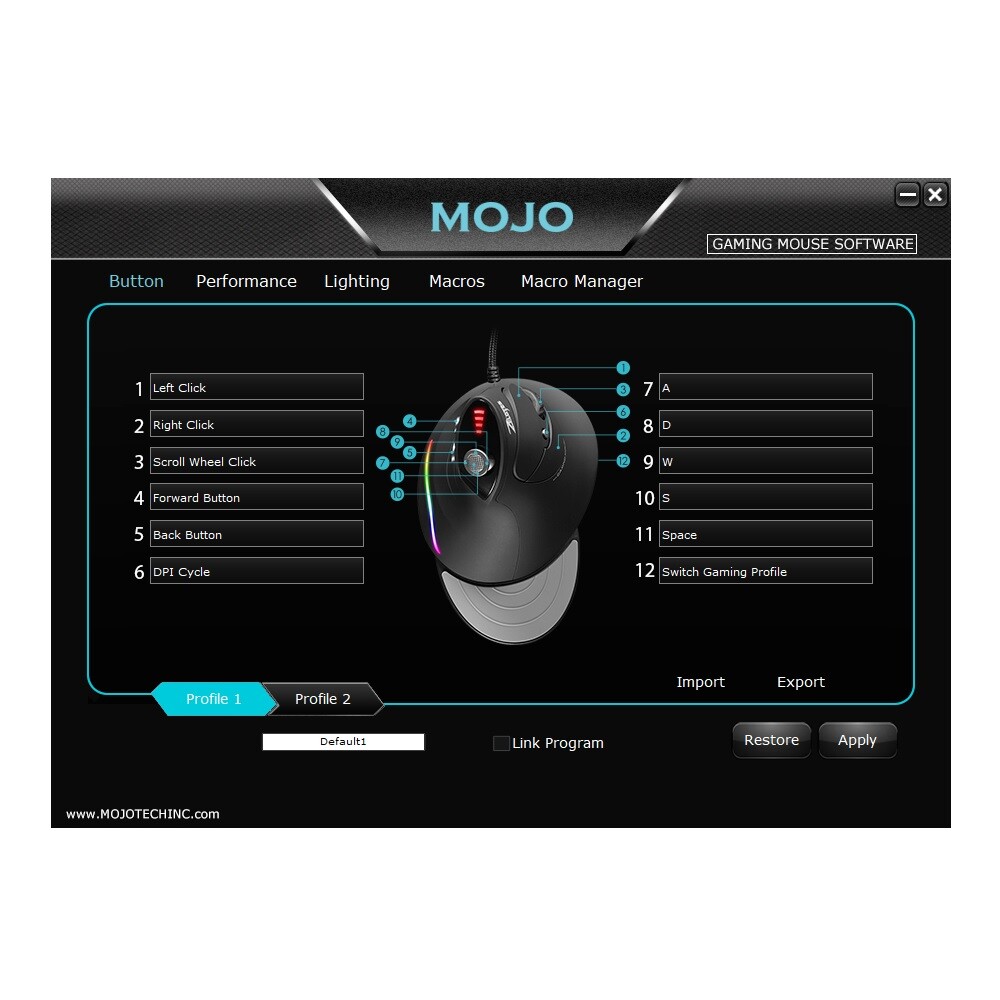 MOJO Silent Vertical Gaming Mouse - Ergonomic Mouse w/ 4 Directional Joystick