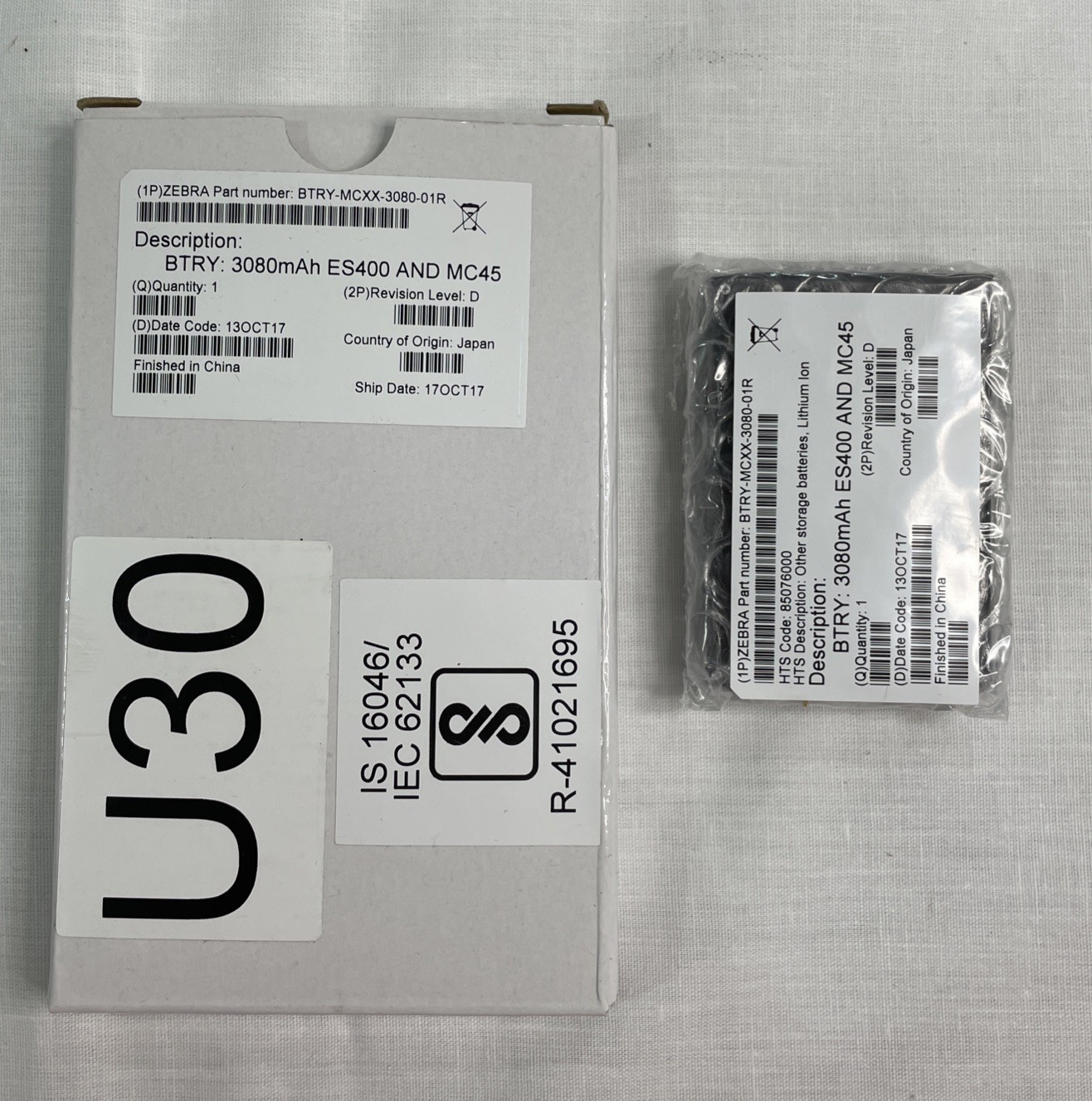 Zebra BTRY-MCXX-3080-01R Black 3080mAh Lithium-Ion Battery Pack For Zebra ES400