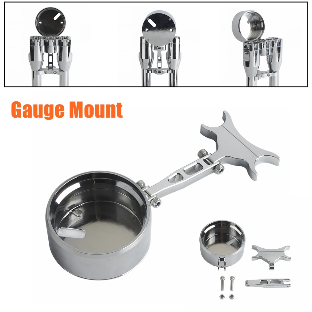 Chrome Digital Gauge Mount Housing Bracket Kit Adjustable For Harley FXFB FXLRS