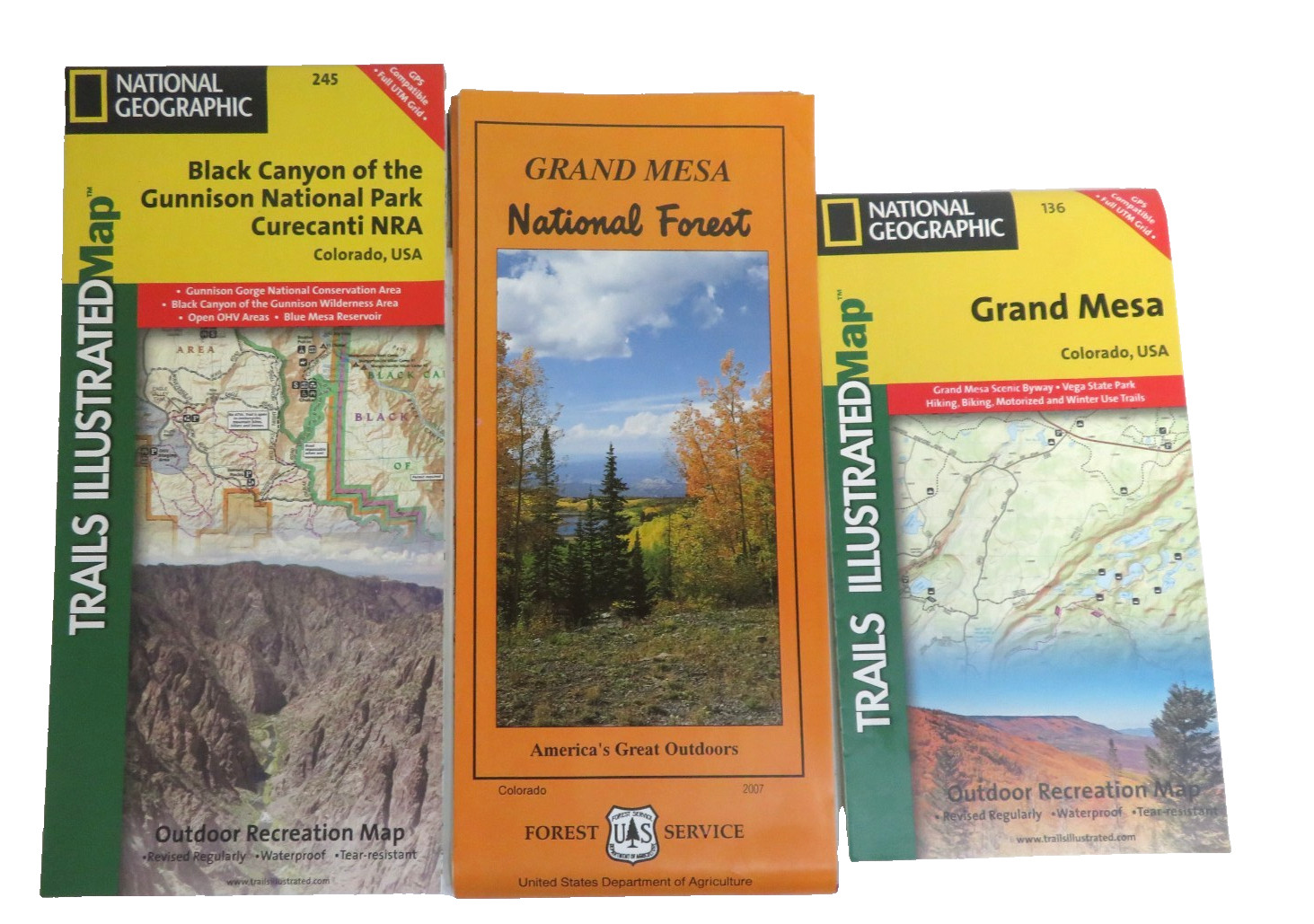Two National Geographic Colorado Topo Maps 136 - 245 Grand Mesa / Black Canyon