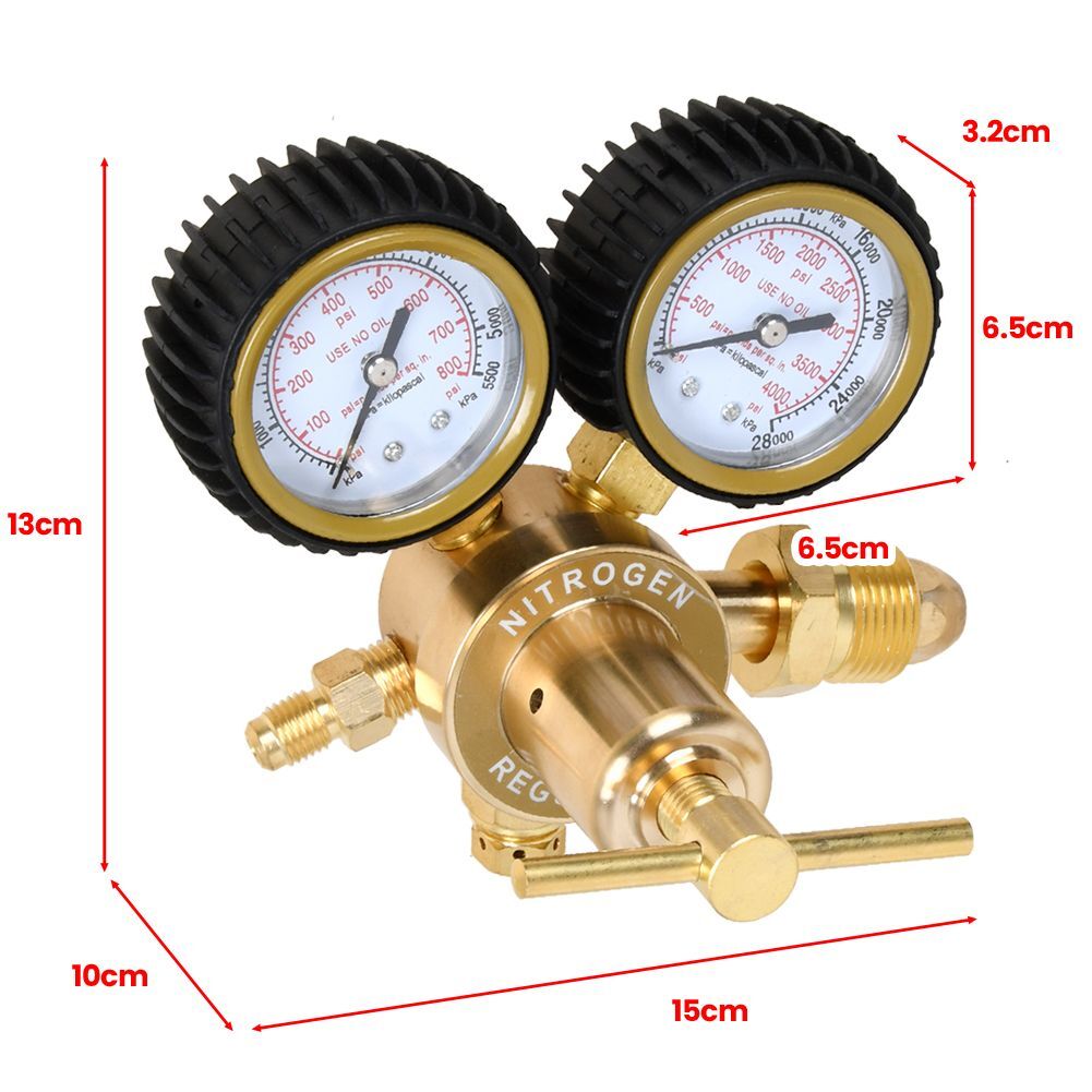 Nitrogen Regulator Pressure Control Valve Double Gauge CGA580 Inlet Thread 1/4"