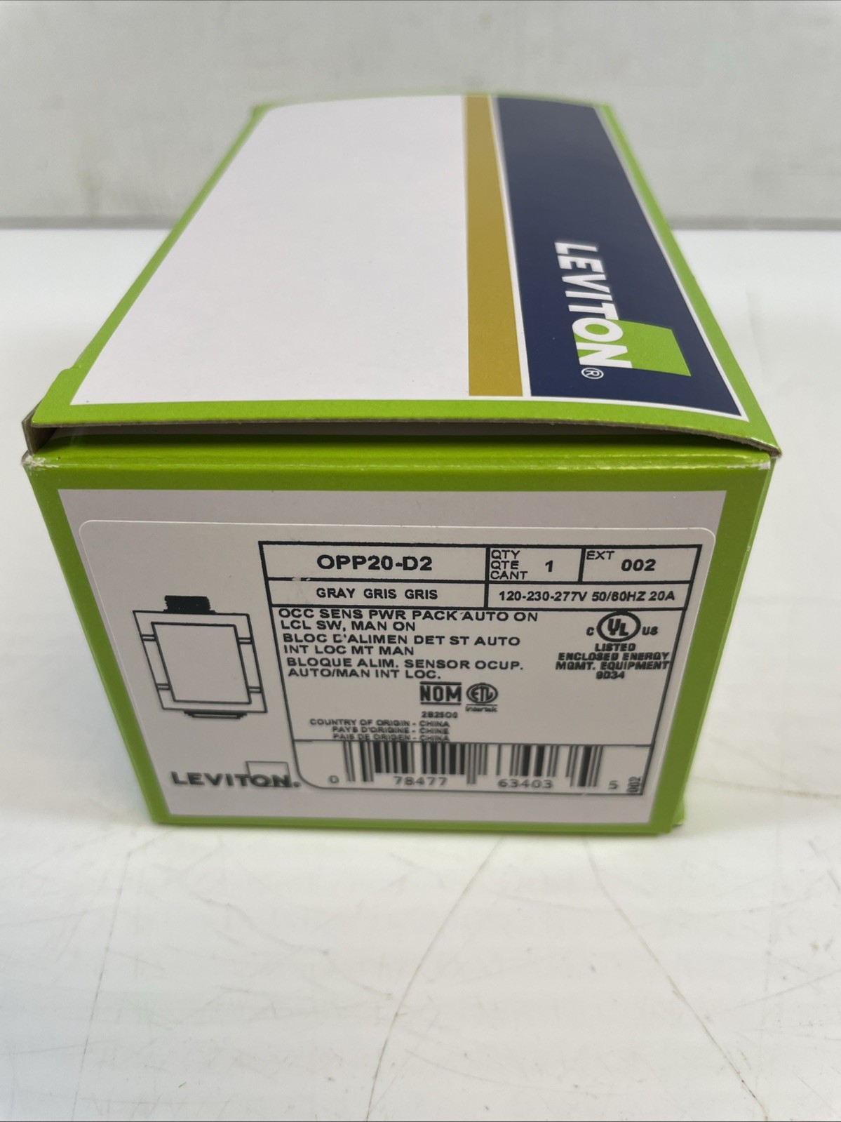 Leviton OPP20-D2 Occupancy Sensor Power Pack, Gray, 120-277V, 20A