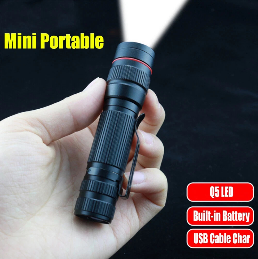 35000000 lumens Small LED Mini Flashlight Pocket Super Bright Torch Rechargeable