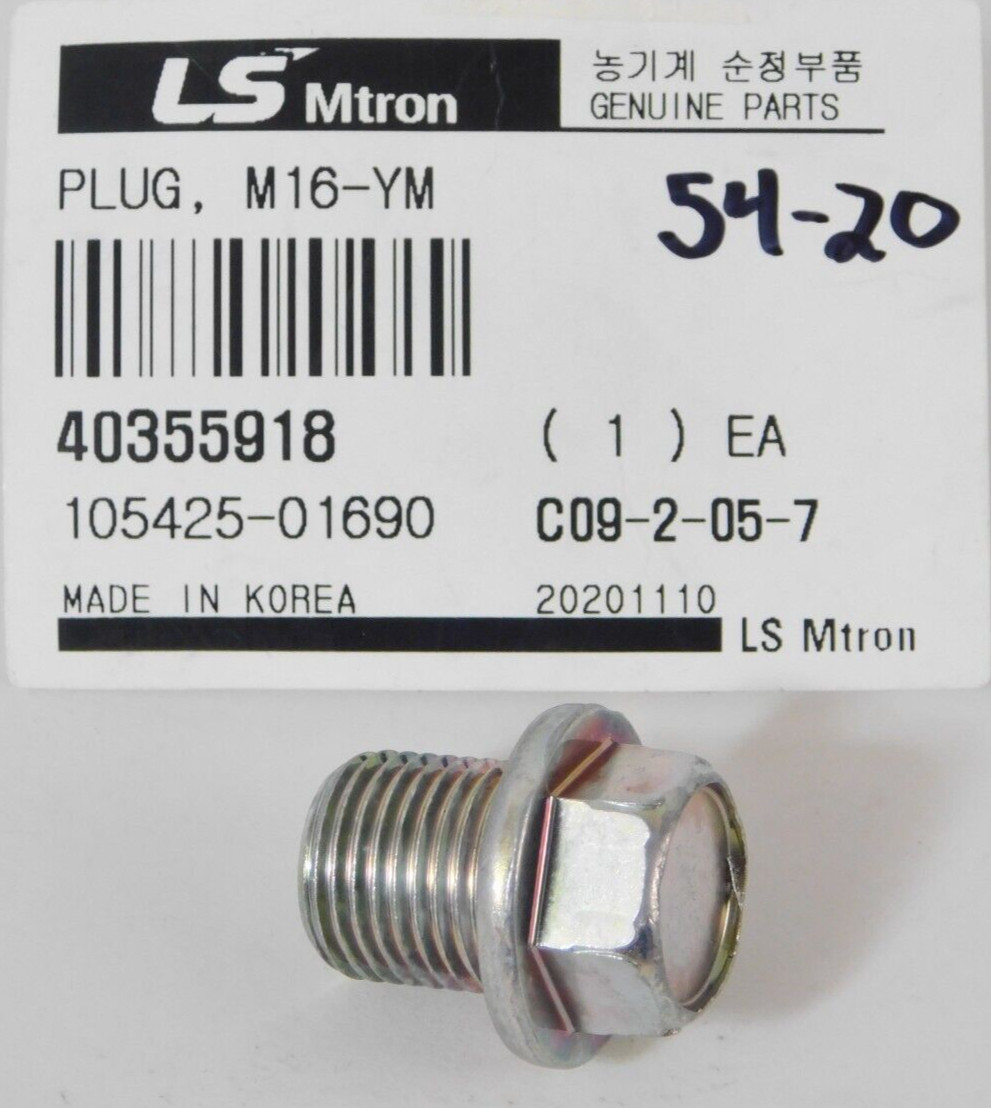 Genuine LS Mtron New Holland Plug Bolt MT 40355918 105425-01690