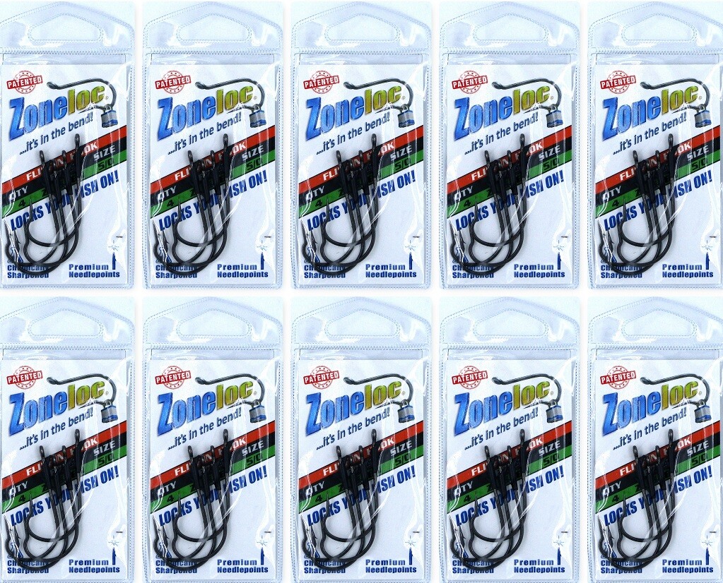 (10) Packs Zoneloc Flippin' Hooks Size 5/0 Black Chrome ZL160BN-5/0 Brand New