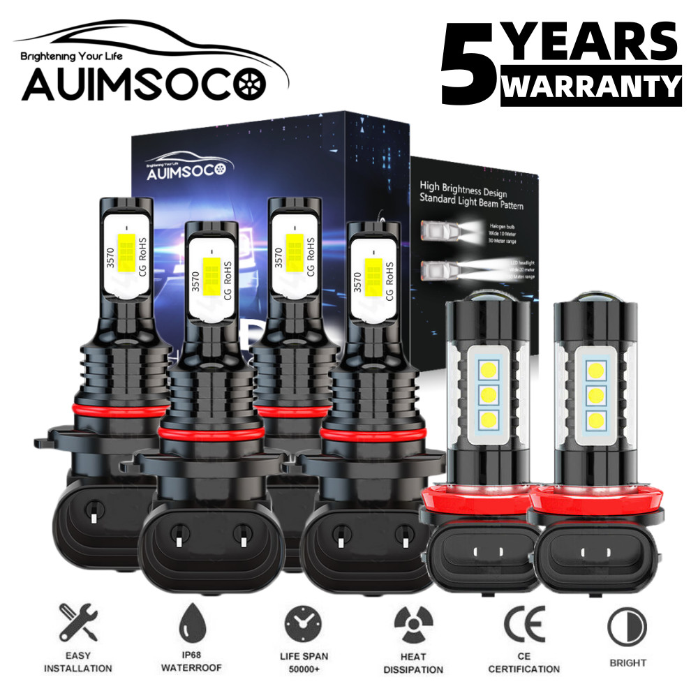 For Honda Accord Sedan 2006-2012 LED Headlight High Low Beam Fog Light Bulbs Kit