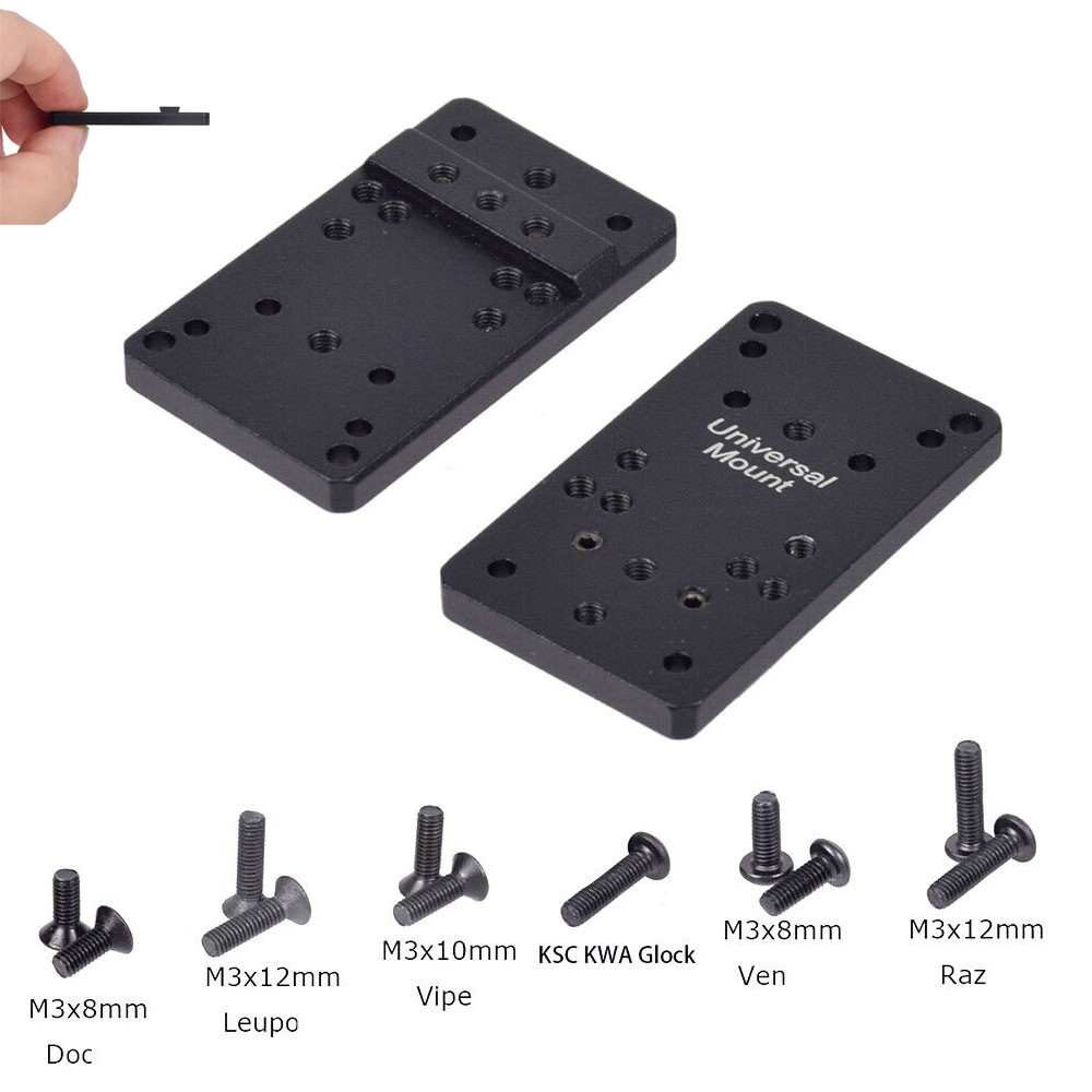 Universal Glock Rear Sight Mount Plate Base Fit Red Dot Sight Pistol-Black US