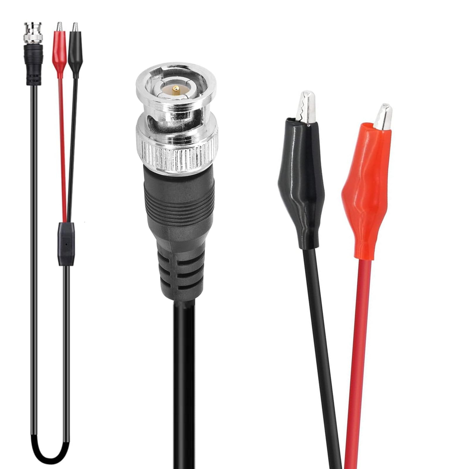 BNC Male To Double Alligator Clip Tester Cable 39 Inch Black Red Test Lead