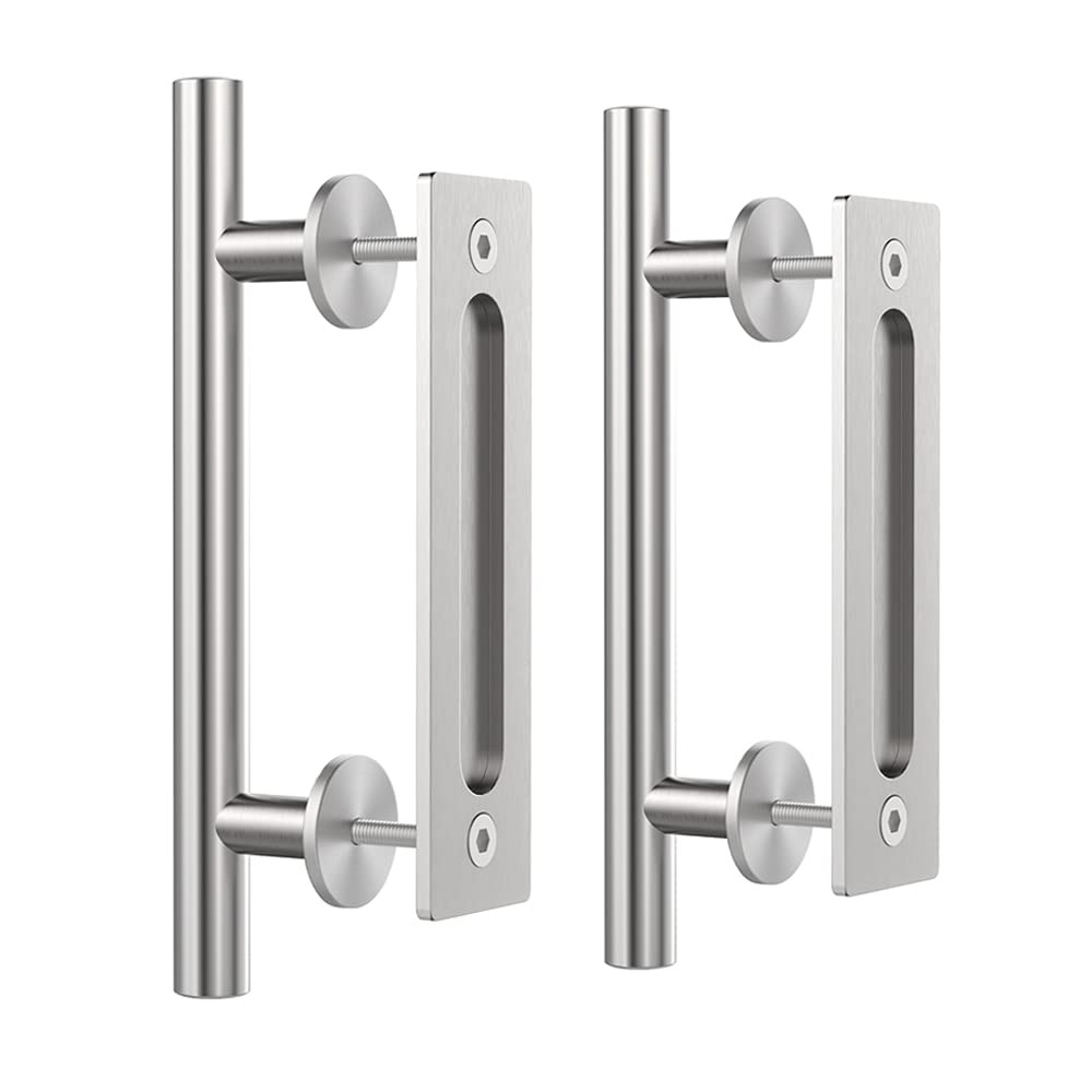 WINSOON 2 Pack 12" Sliding Barn Door Handle Set Flush Finger Pull Hardware