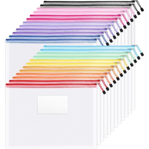 24 Pack Super Large Mesh Zipper Pouch Bags (15.6×11.2 in) Pencil Pouch Bulk B4