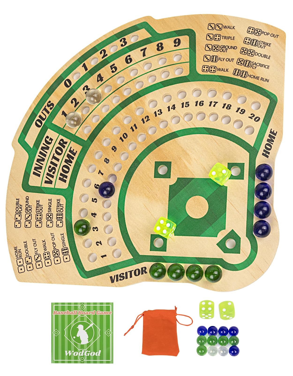 WodGod Baseball Board 11.8 inches x 9.6 x 0.1 inches, Multi-colored