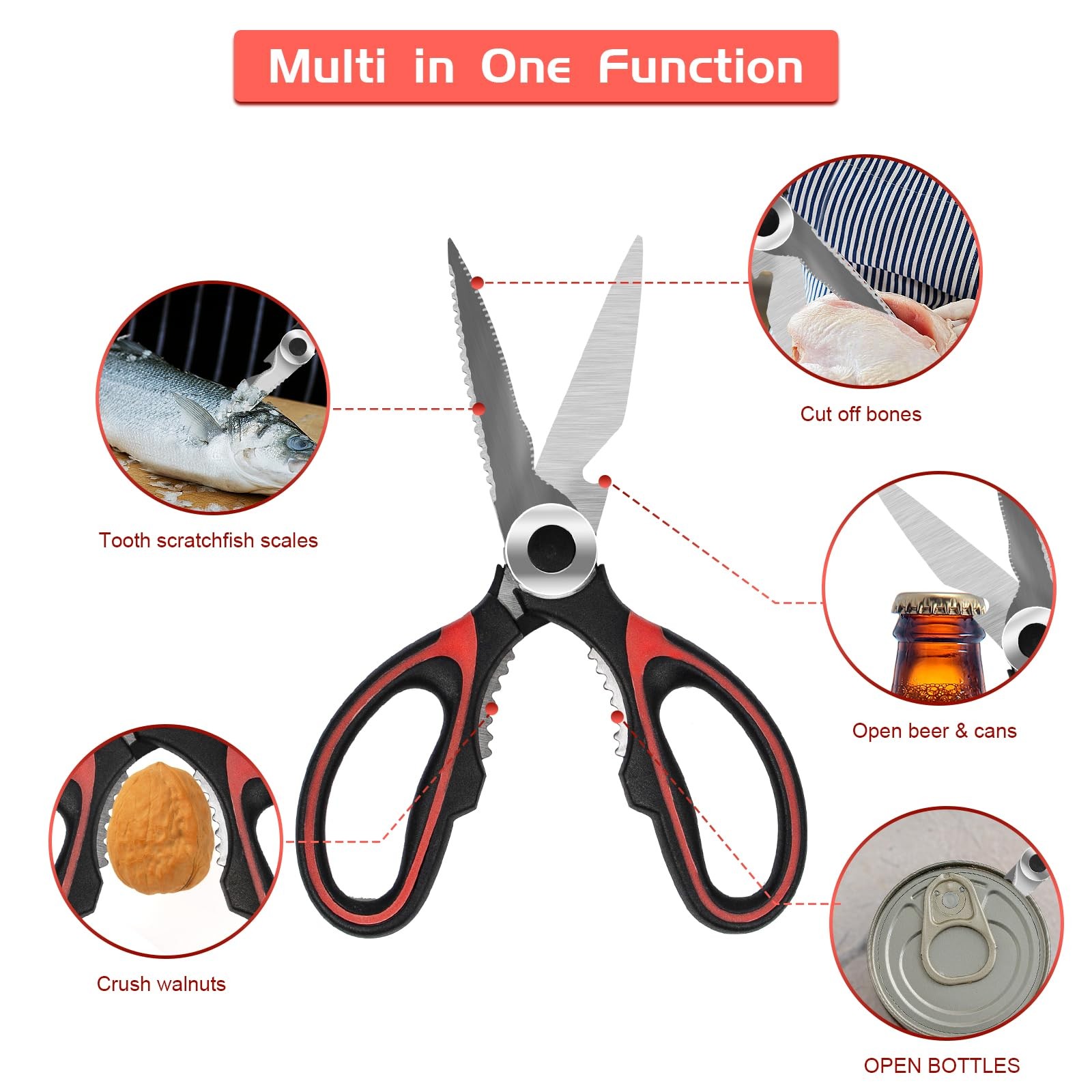 SZHLUX 2-Pack Kitchen Scissors Heavy Duty, Premium Sharp Kitchen Shears for F...