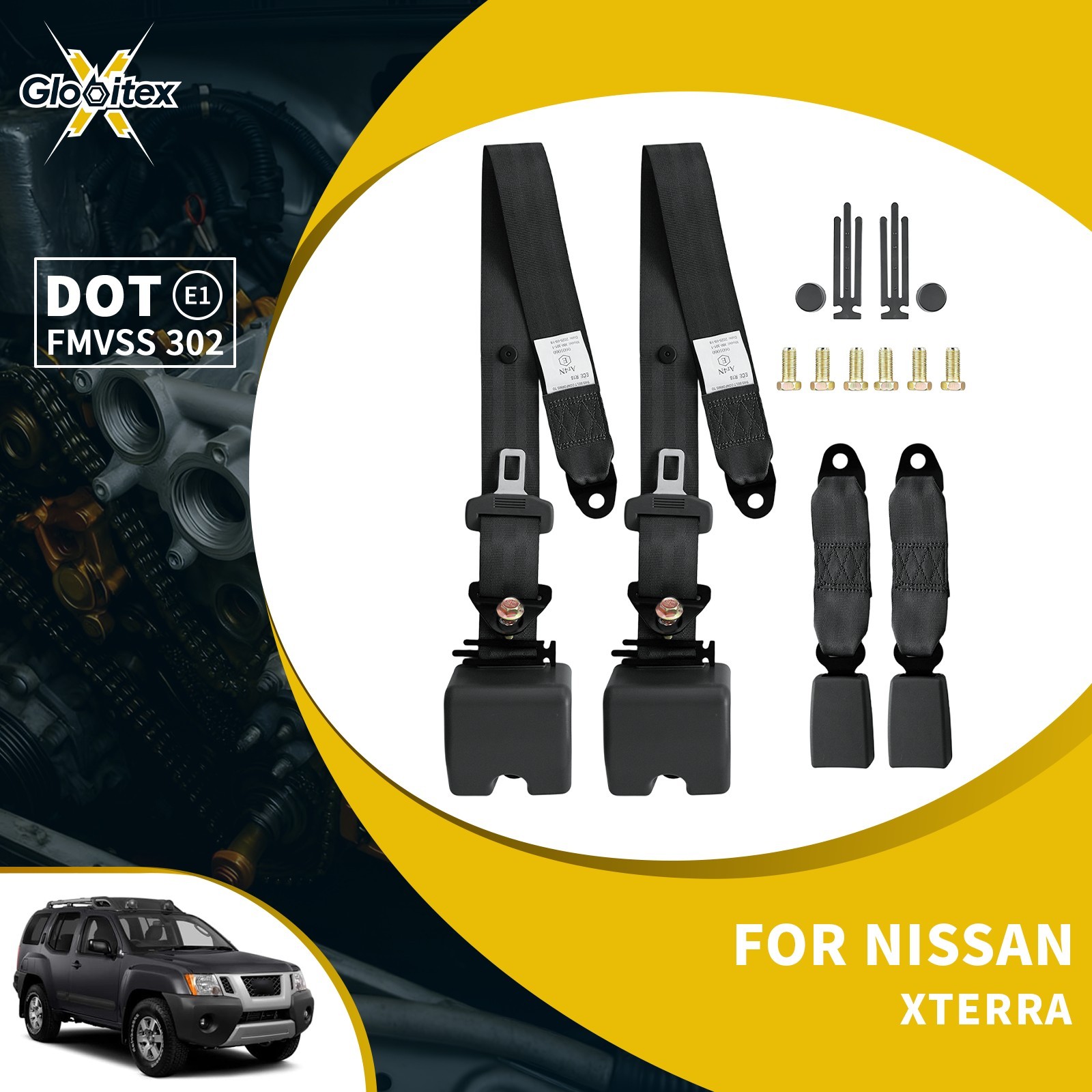 2X For Nissan-Xterra 3 Point Safety Adjustable Seat Belt Strap Car USA