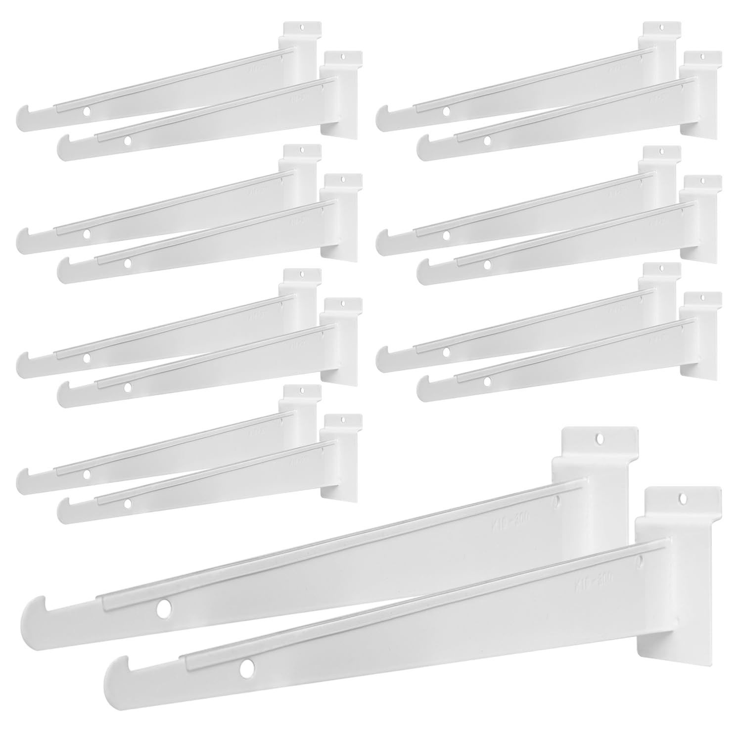 16 PCS Slatwall Knife Shelf Bracket 10 Inch Heavy Duty White Metal Lip