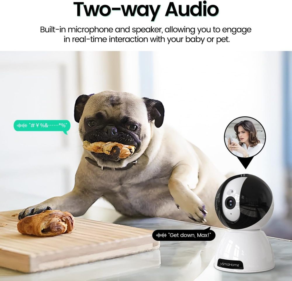 Security Indoor Camera,360° Pan Tilt 1080P Pet Camera with Motion Detection