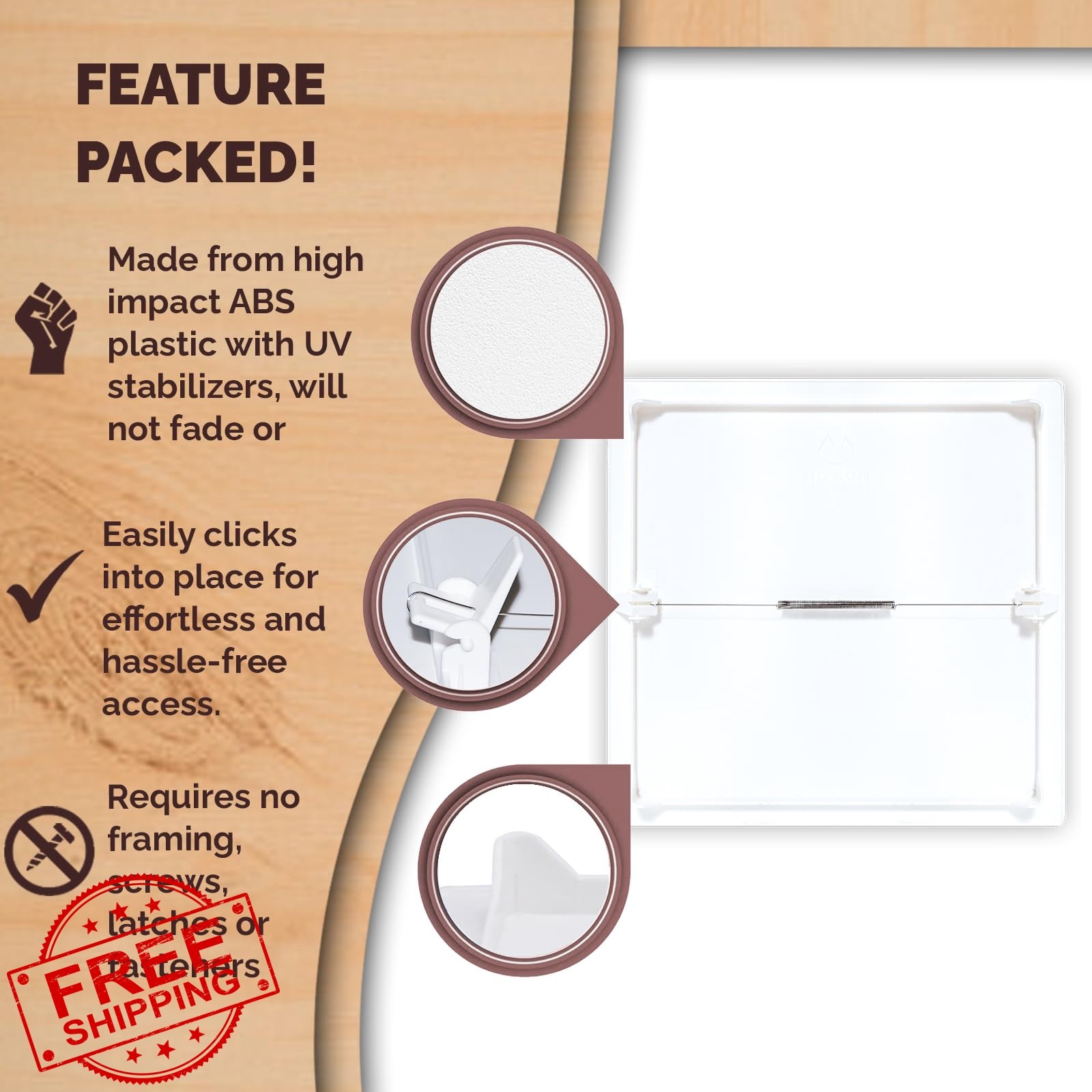 Morvat 12x12 Spring Access Panel White ABS Plastic
