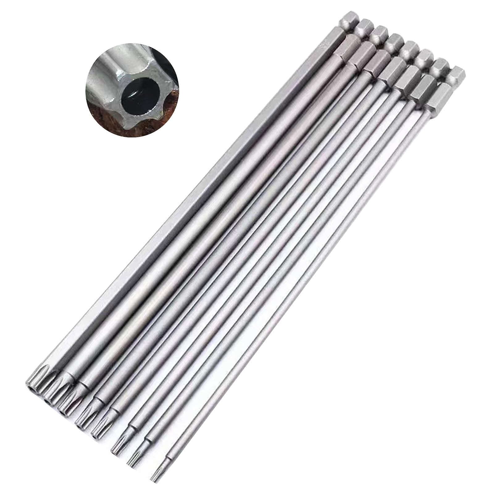 Long Torx Screwdriver Bits 8pcs 200mm/8 Inch Long Torx Bit Set Torx Security ...