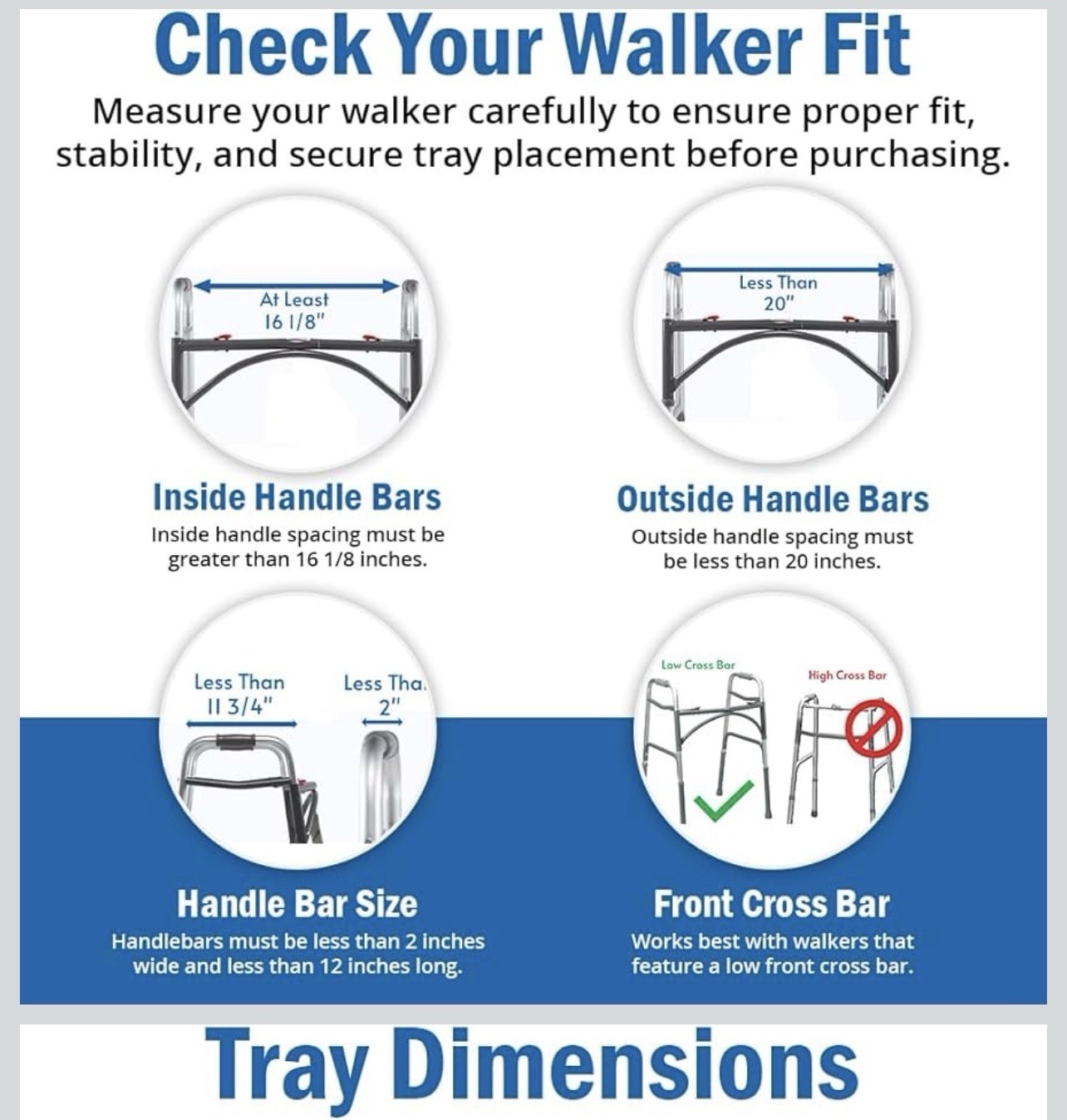Walker Tray Table Non-Slip Mat Mobility Accessories Cup Holder (21"x16") - Gray
