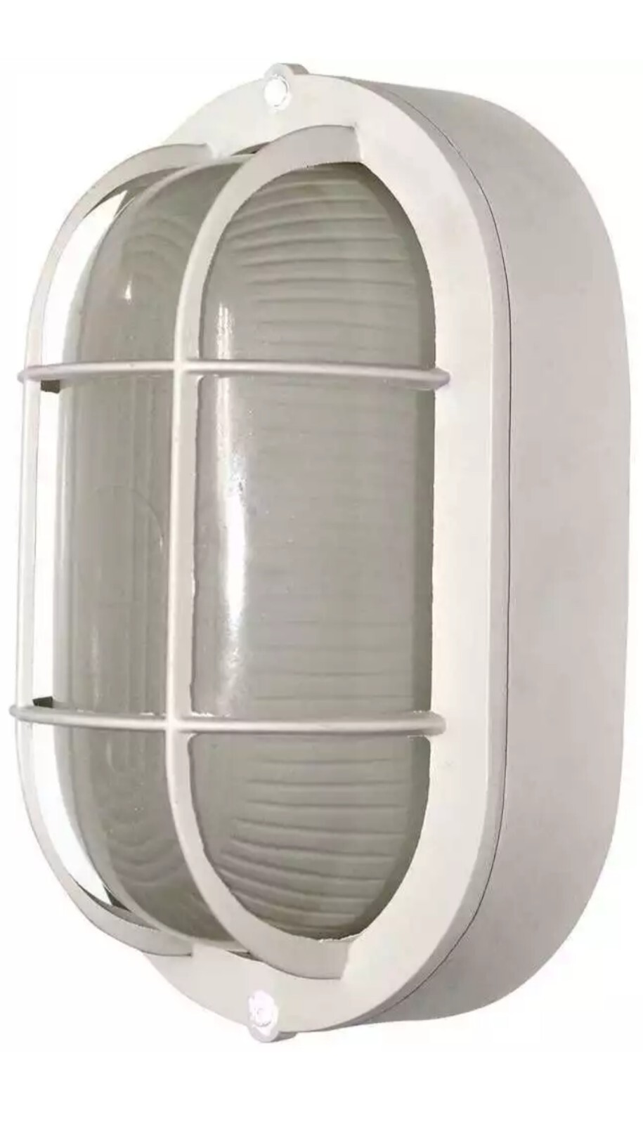 Medium 1-Light White Outdoor Wall or Ceiling Mounted Fixture Bulkhead with Frost
