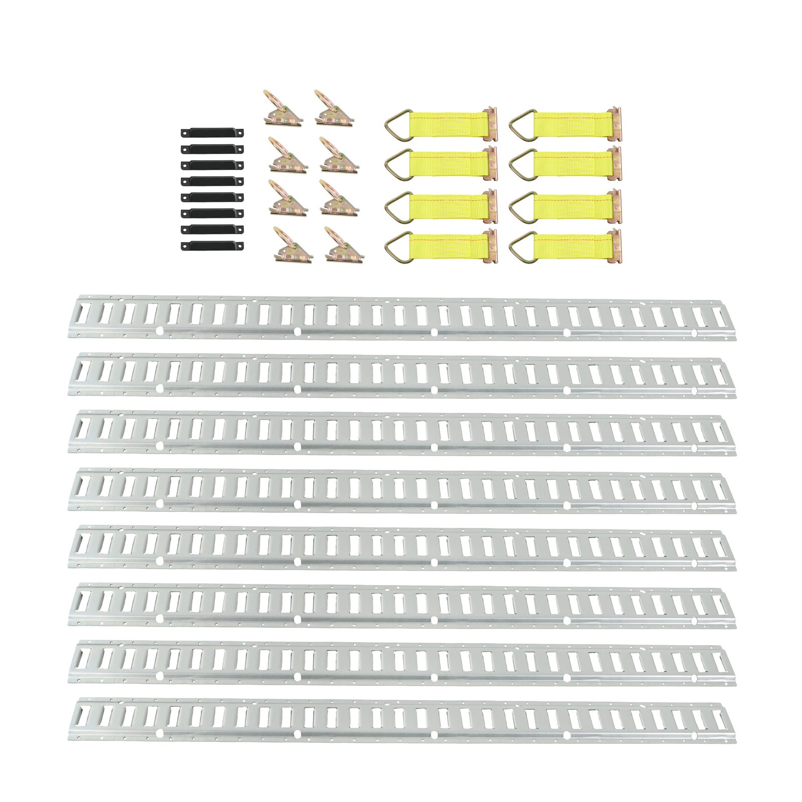 32PCS 5FT E-Tracks Set 8 Steel Rails 8 O Rings D-Ring End Caps For Cargo Trailer