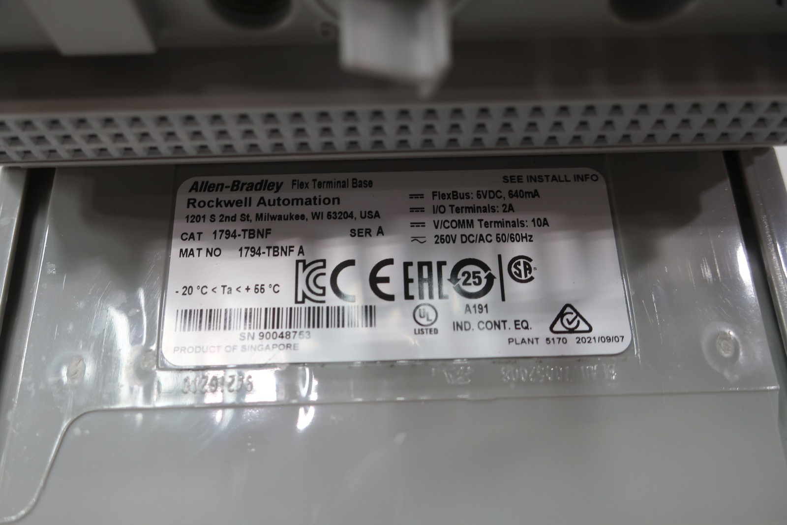 Allen Bradley 1794-TBNF Flex I/o Terminal Base Module Ser A