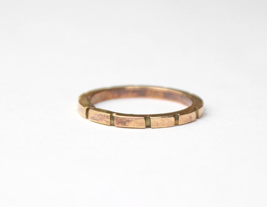 Brass Ring Solid Hand Carved Gold band Size 6 Unisex Golden Promise Rings