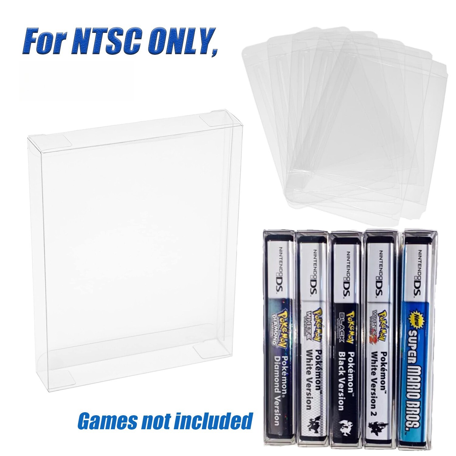 5x Clear Cases Box Protectors For NINTENDO DS Video Games NTSC ONLY, NOT PAL