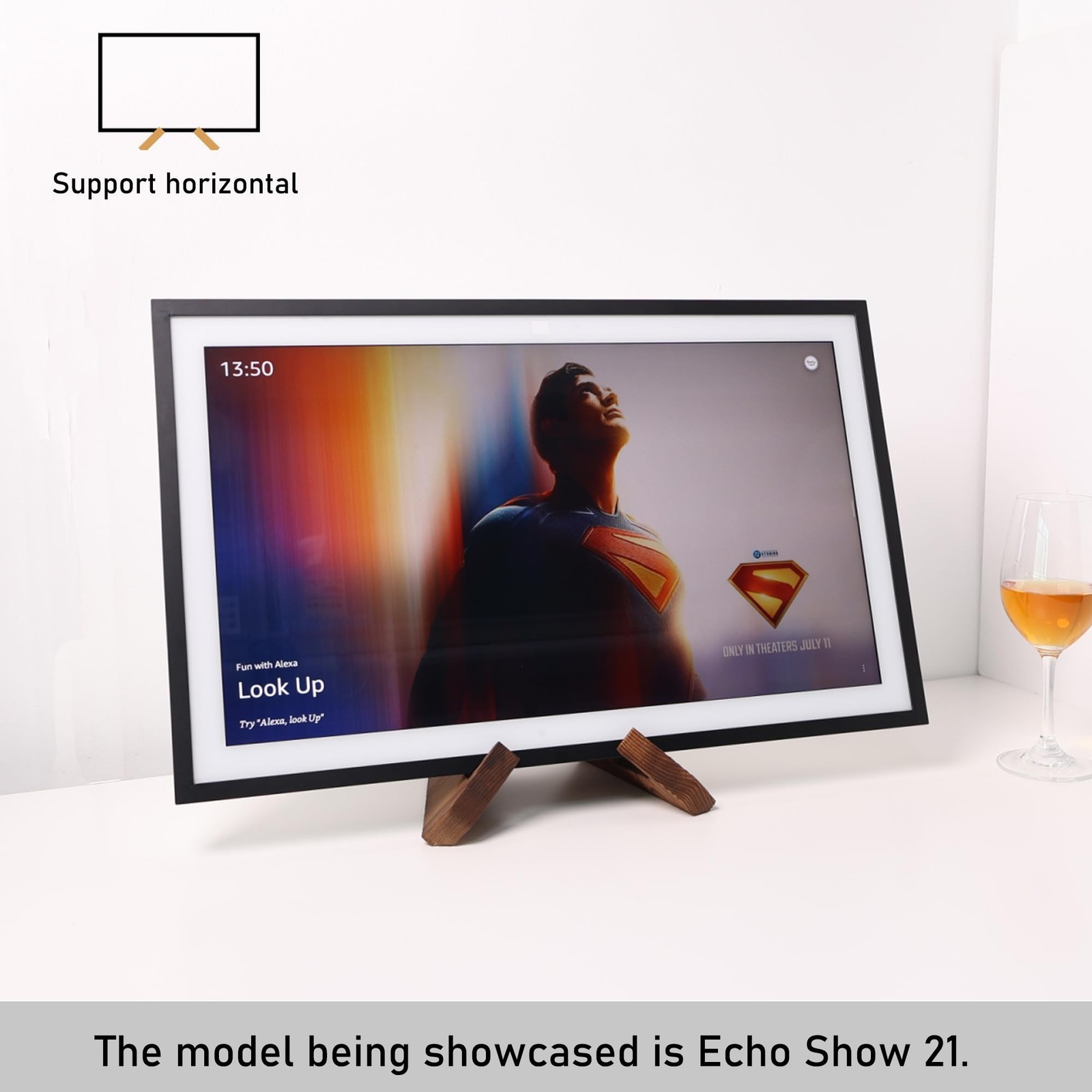 Solid Wood Tablet Computer Stands Compatible for Echo Show 15,Echo Show 21,Su...