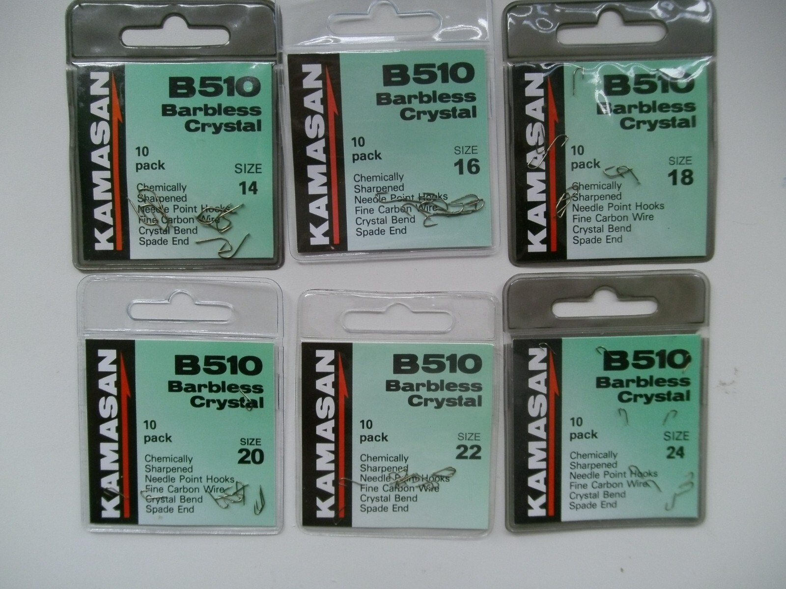 KAMASAN B510 BARBLESS CRYSTAL BEND HOOKS