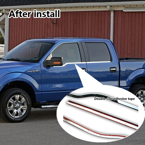 For 2004-2008 Ford F150 4Dr Crew Cab Chrome Window Sill Trims Covers Overlays