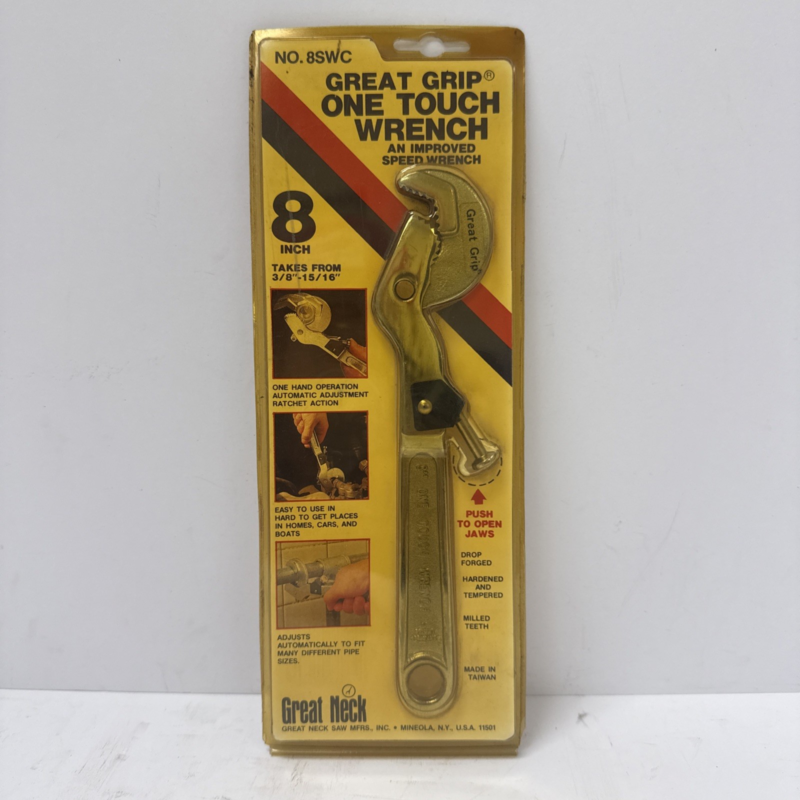 Vintage Great Neck 8” One Touch Wrench 8SWC Silver