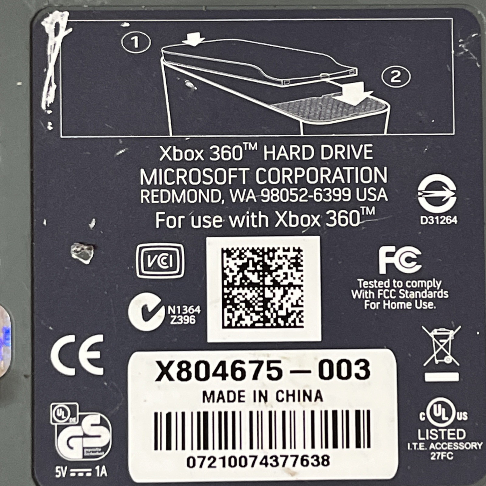 Microsoft Xbox 360 HDD External Hard Drive! Clip On Used