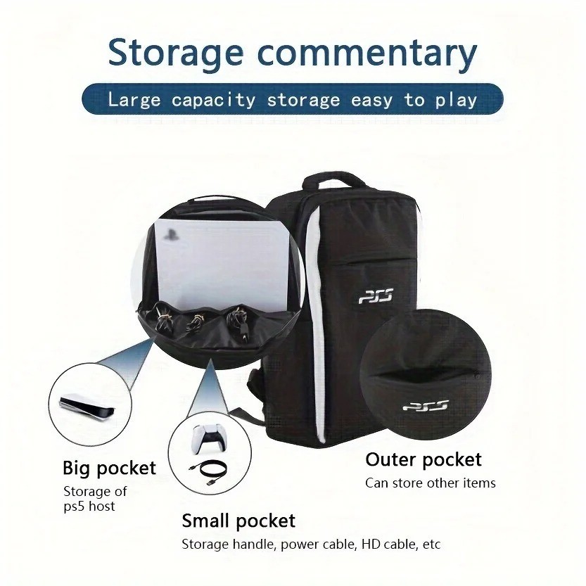 Travel Backpack For PS5 Console, Accessories, Protective Carrying Case Bag