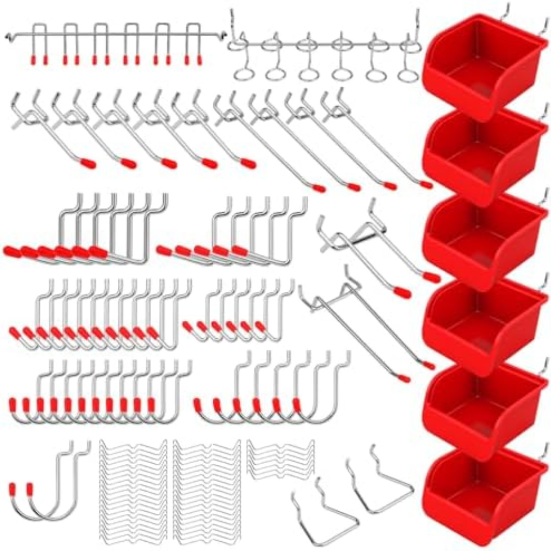 Ultimate 121-Piece Pegboard Hooks Set, Pegboard Accessories with Metal Hooks, Du