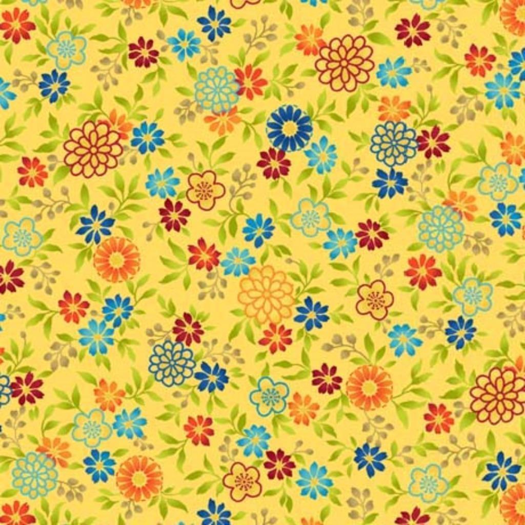 Quilting Treasures ~ Salsa Flowers ~Yellow~ 1/2 yard ~ 24104-S ~  100% Cotton