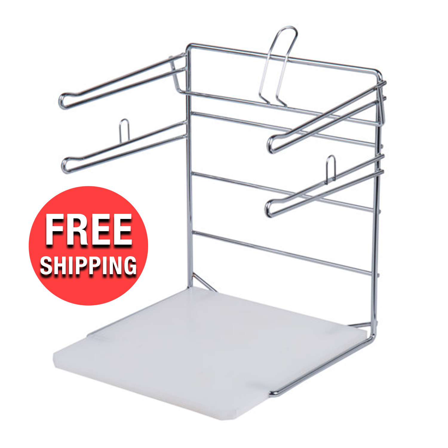 Grocery Store Supermarket Chrome T-Shirt Plastic Bag Rack Stand Holder Dispenser