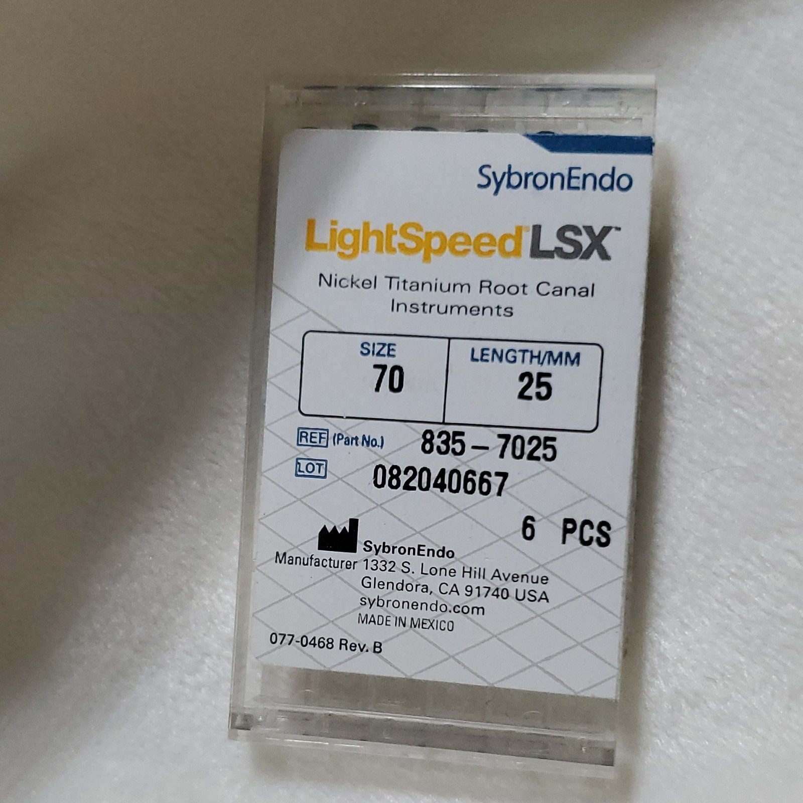 SybronEndo LightSpeed LSX Root Canal 70 25mm 835-7025 6 PCS Endodontic Dentistry
