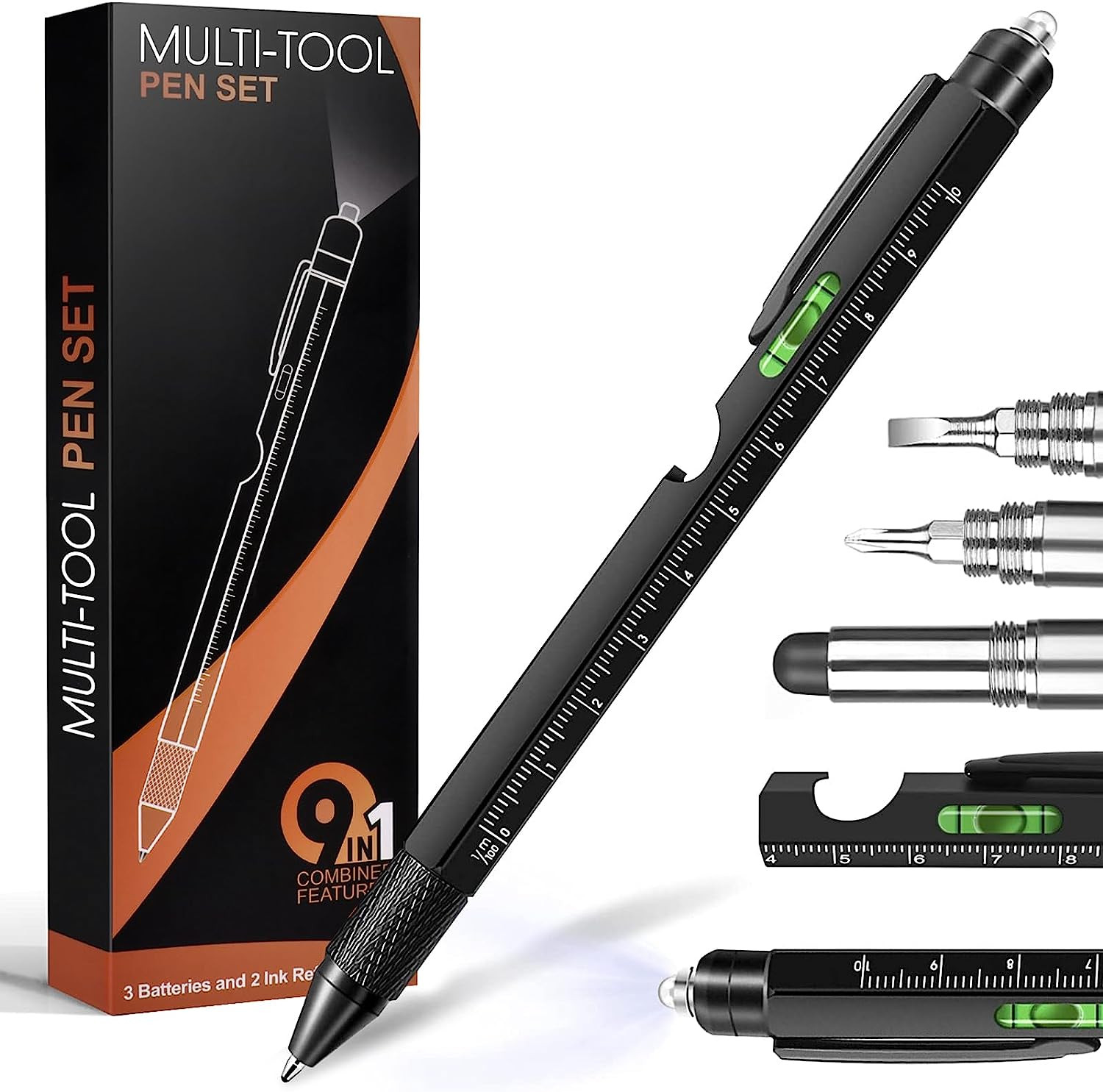 Stocking Stuffers for Men Dad Husband Him Adult 9 in 1 Multitool Pen | Gifts for