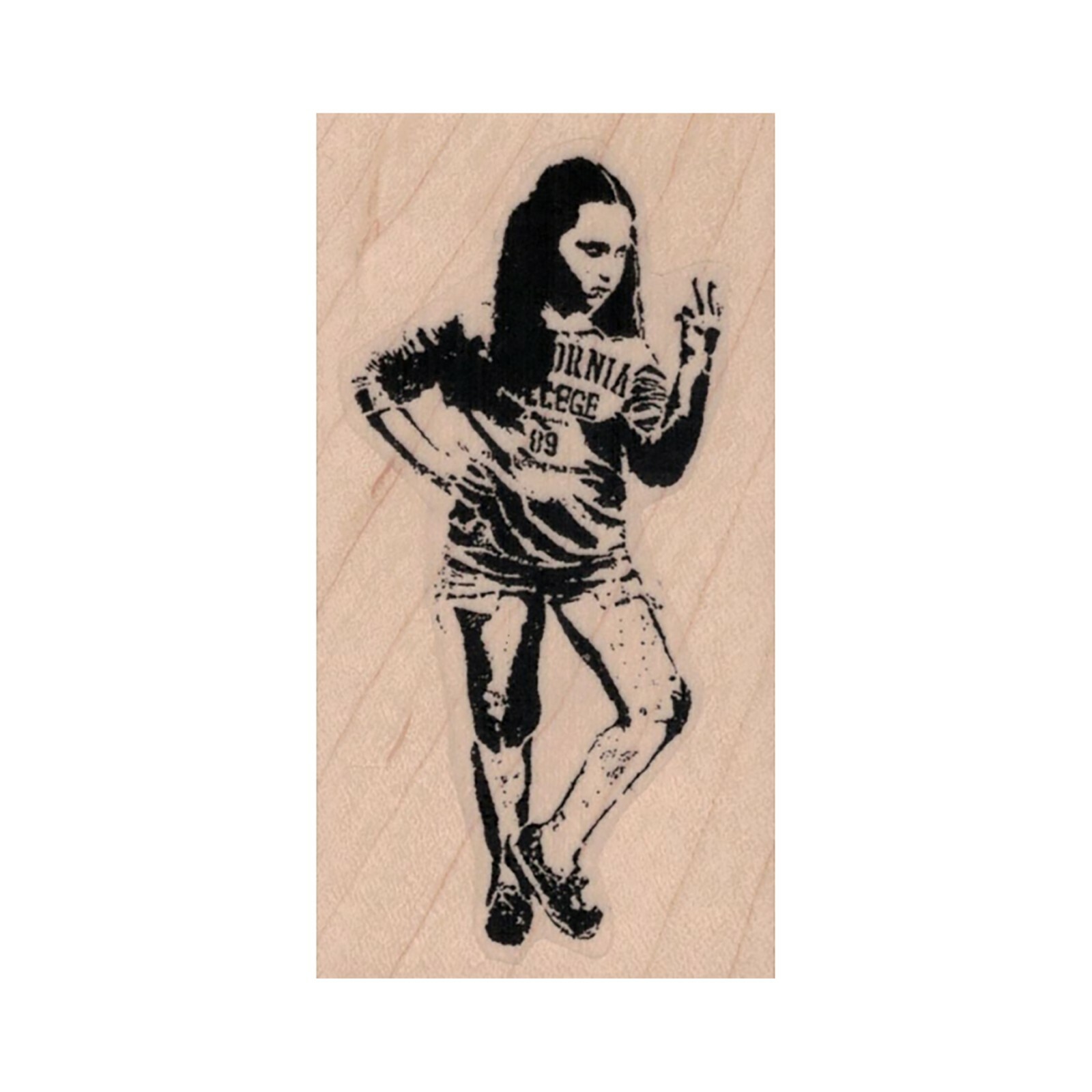 Mounted Rubber Stamp, Banksy Girl With Two Fingers Up, Attitude Girl, Stubborn