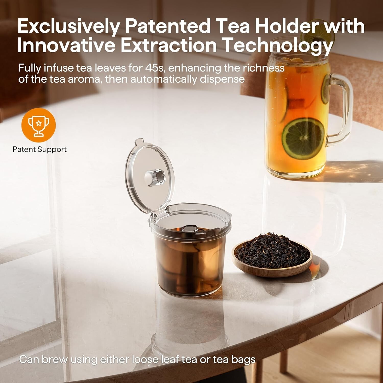 Versatile Coffee Maker for K-Cups and Tea - Compact, Splash-proof, 4 Brew Styles
