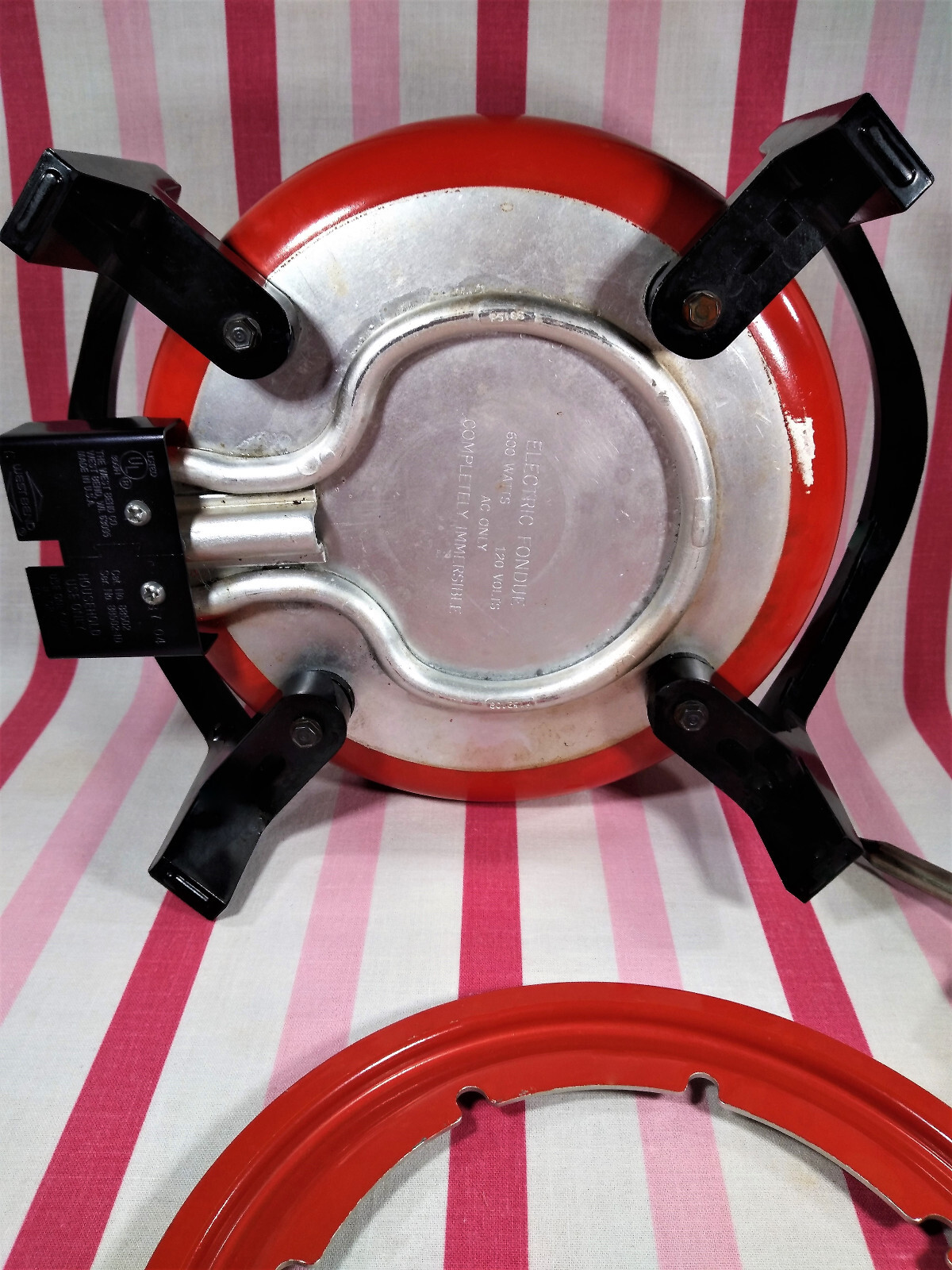 Swanky MoD West Bend Electric 1970's Poppy Red 11pc Fondue Pot Model 88502